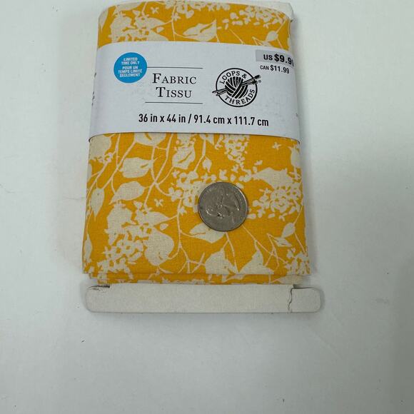 NEW Loops & Threads Yellow Floral Fabric 1 Yard 36 x 44 100% Cotton - Picture 3 of 4